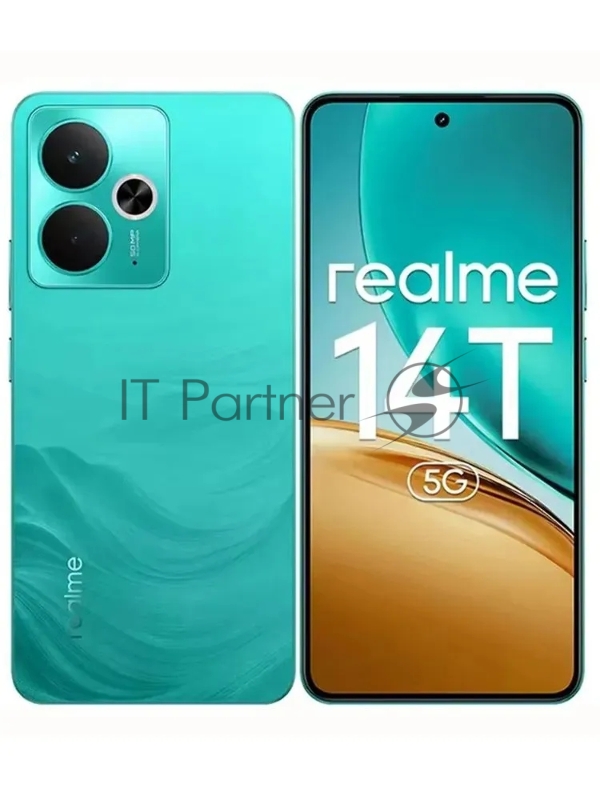 Смартфон Realme RMX5078 14T 5G 128Gb 8Gb зеленый моноблок 3G 4G 2Sim 6.67 1080x2400 Android 15 50Mpix 802.11 a/b/g/n/ac NFC GPS GSM900/1800 GSM1900 Protect