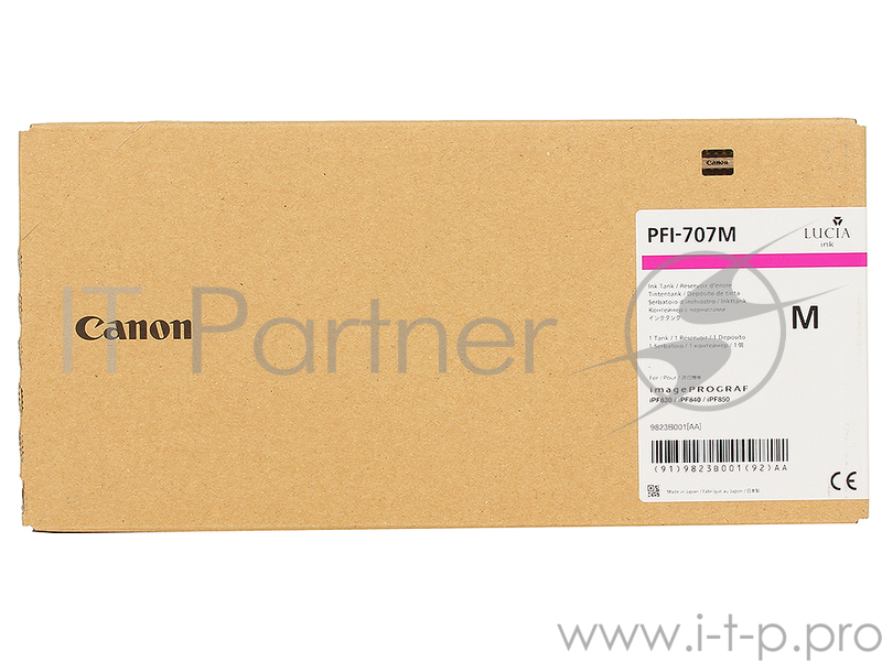 Картридж Canon PFI-707 M для плоттера iPF830/840/850. Пурпурный. 700 мл.