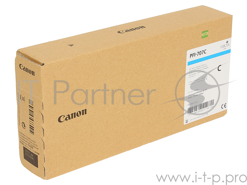 Картридж Canon PFI-707 C для плоттера iPF830/840/850. Голубой. 700 мл.