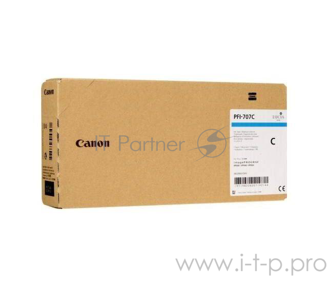 Картридж Canon PFI-707 C для плоттера iPF830/840/850. Голубой. 700 мл.