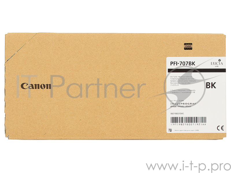Картридж Canon PFI-707 BK для плоттера iPF830/840/850. Чёрный. 700 мл.