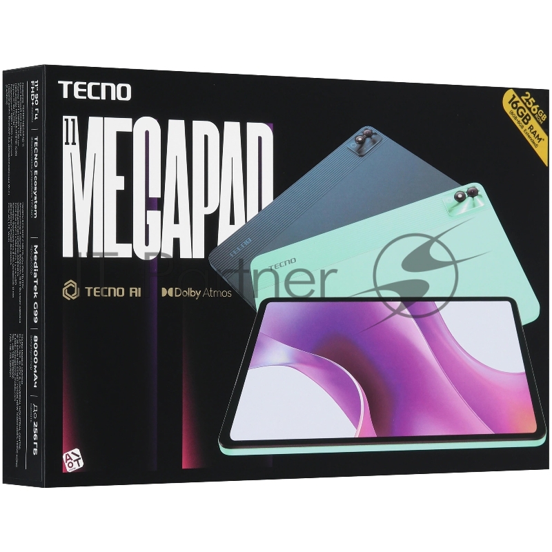 Планшет T1101 MEGAPAD 11 256+8 Vitality Green, 10.95 Asahi Glass, 20:9, 1920 x 1200 Mpix, 2.2GHz x2 + 2.0GHz x6 , 8 Core, 8GB RAM, 256GB, up to 1TB flash, 13Мп/8Мп, 1Sim, LTE, 4G, BT v5.2, WiFi, GPS/AGPS, Type-C, 8160mAh, Android 14, 518,5g, 257,095