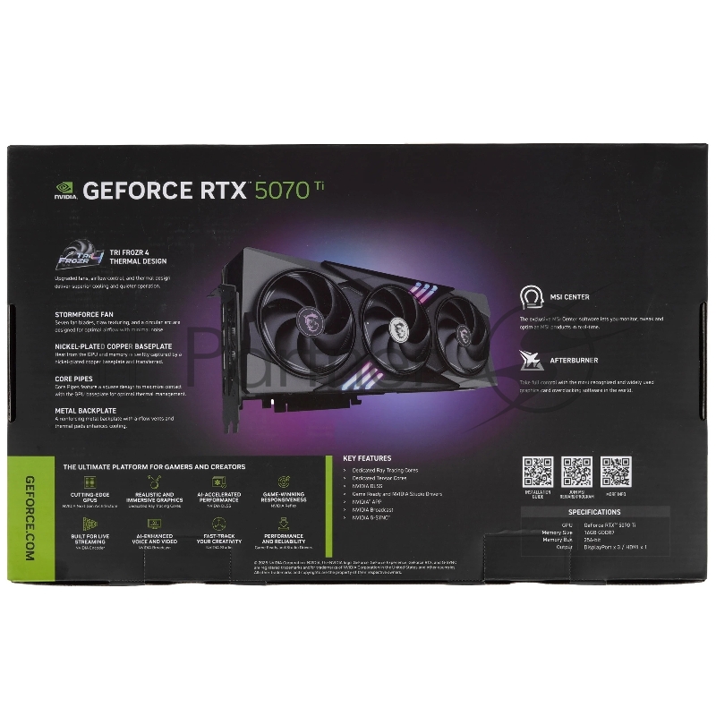 Видеокарта MSI RTX5070Ti GAMING TRIO OC 16GB GDDR7 256bit 3xDP HDMI 3FAN RTL