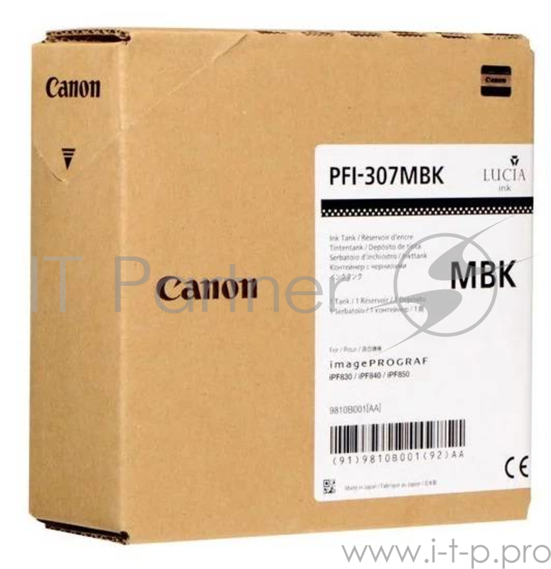 Картридж Canon PFI-307 MBK для плоттера iPF830/840/850. Чёрный матовый. 330 мл.