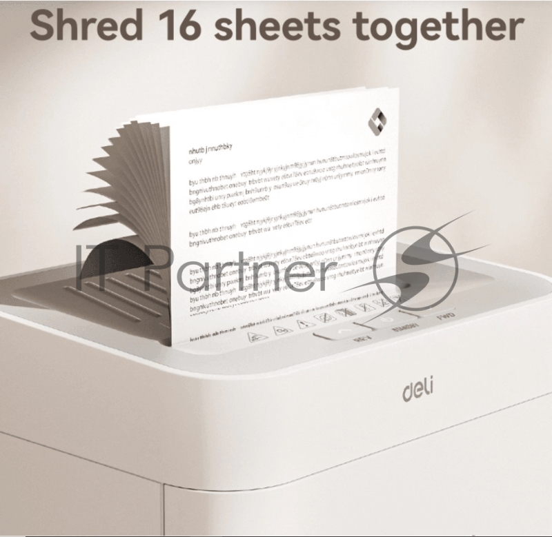 Уничтожитель бумаг (шредер), 16 лист. одновр., 4x38mm, непрерыв. вр.работы 120 мин., ср.скорость 1,6 м/мин, P5, объем корзины 23 Л., белый