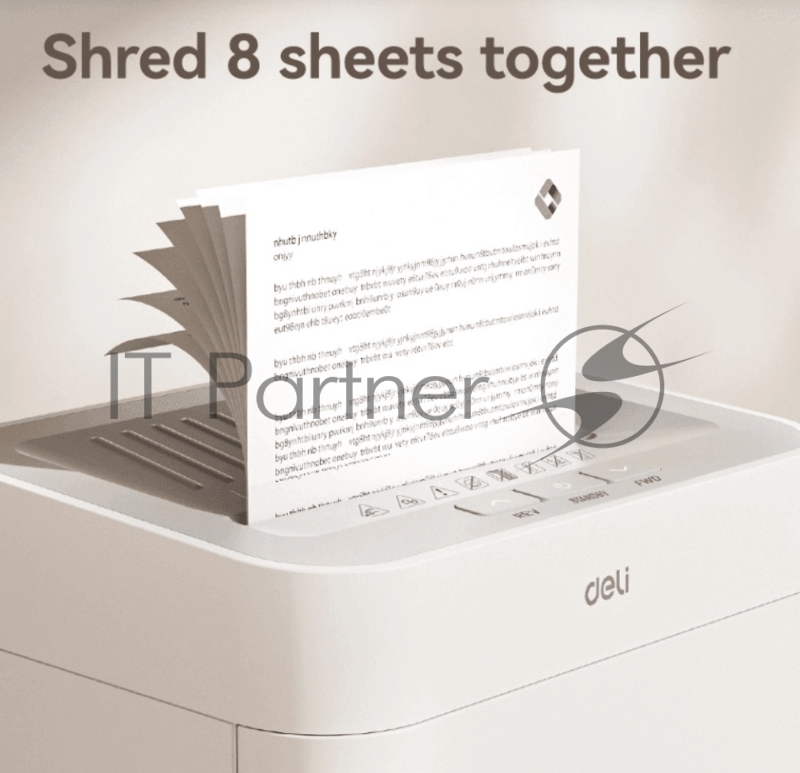 Уничтожитель бумаг (шредер), 8 лист. одновр., 2x12mm, непрерыв. вр.работы 30 мин., ср.скорость 1,6 м/мин, P5,объем корзины 23 Л., белый