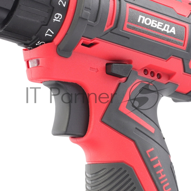 Дрель-шуруповерт аккумуляторная ПОБЕДА ДА-12П/2 Ли, 1 АКБ, 12В, 2,0 Ач, 25Нм, 2 скорости, кейс, комплект свёрел и бит