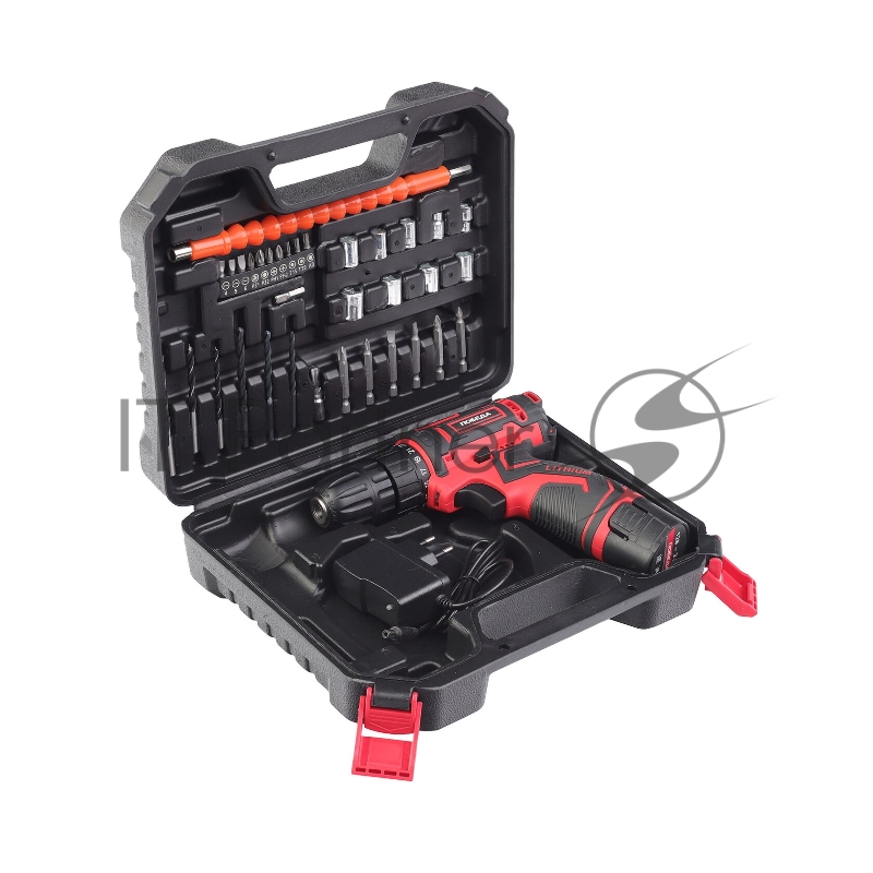 Дрель-шуруповерт аккумуляторная ПОБЕДА ДА-12П/2 Ли, 1 АКБ, 12В, 2,0 Ач, 25Нм, 2 скорости, кейс, комплект свёрел и бит