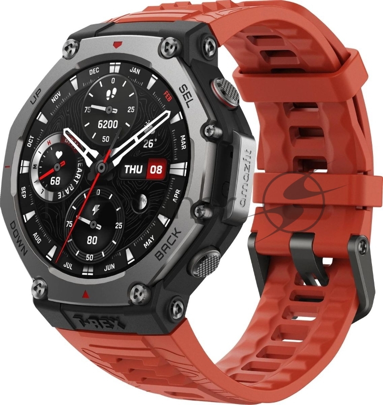 Смарт-часы Amazfit T-Rex 3 A2323 48.5мм 1.5 AMOLED корп.темно-серый рем.красный разм.брасл.:145-210мм (1746757)