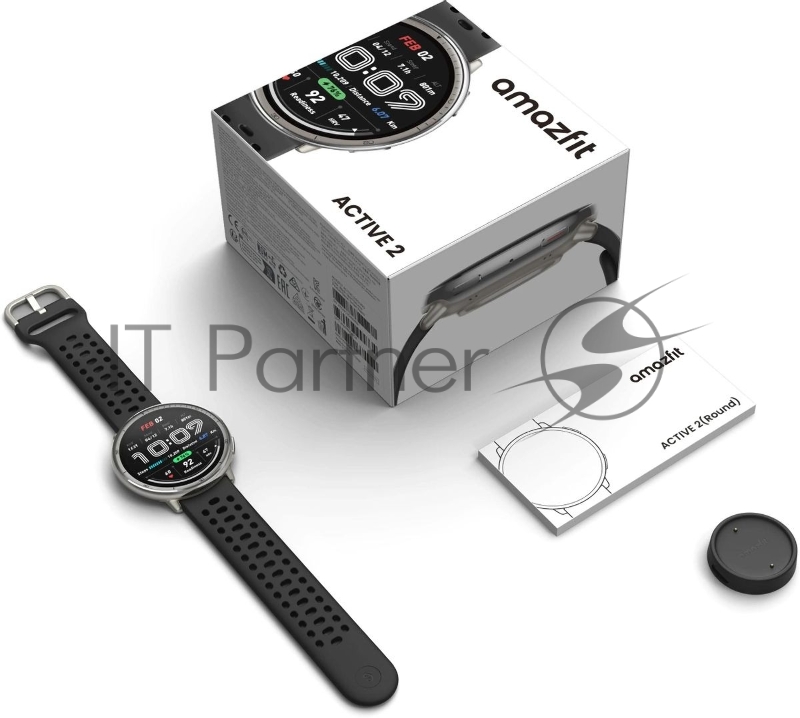 Смарт-часы Amazfit Active 2R A2437 43.9мм 1.32 AMOLED корп.серебристый рем.черный разм.брасл.:135-195мм