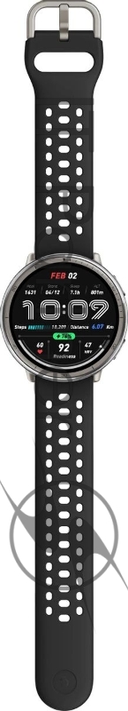 Смарт-часы Amazfit Active 2R A2437 43.9мм 1.32 AMOLED корп.серебристый рем.черный разм.брасл.:135-195мм