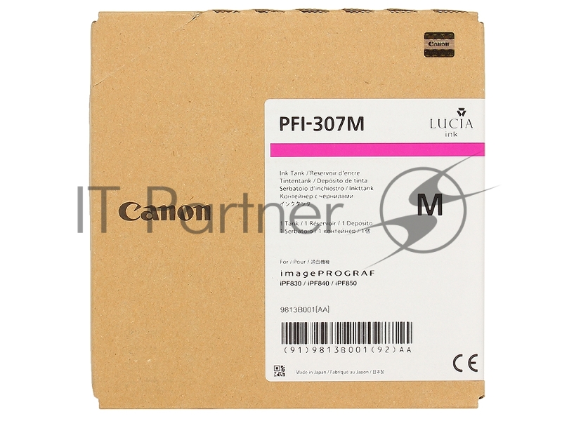 Картридж Canon PFI-307 M для плоттера iPF830/840/850. Пурпурный. 330 мл.