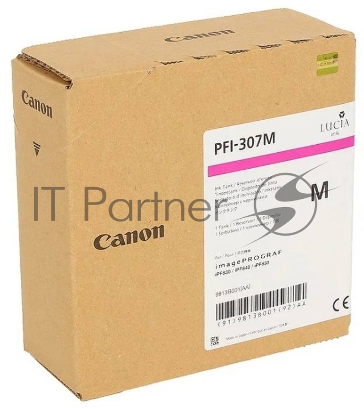 Картридж Canon PFI-307 M для плоттера iPF830/840/850. Пурпурный. 330 мл.