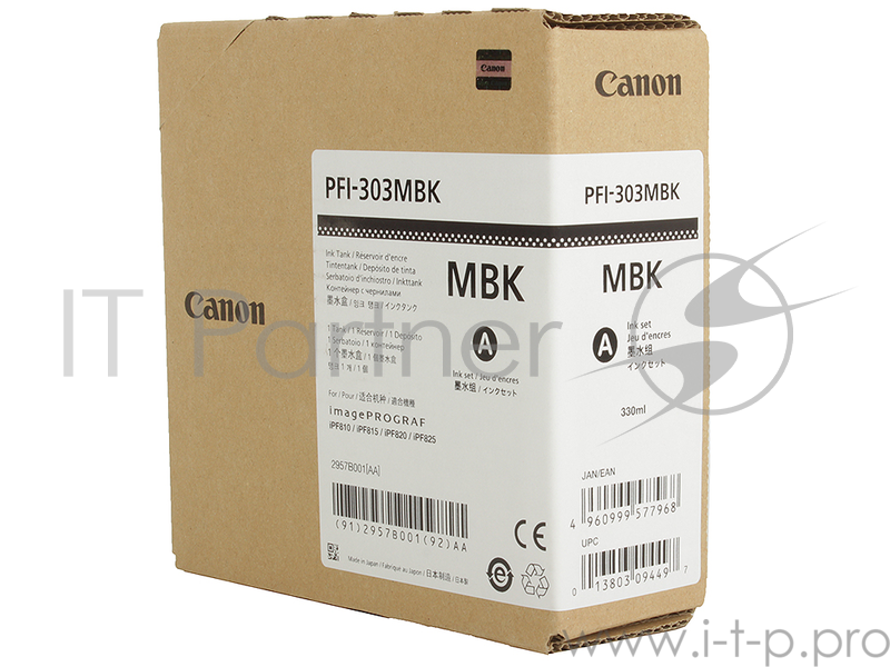 Картридж Canon PFI-303 MBK для плоттера iPF815/825. Матовый чёрный. 330 мл.
