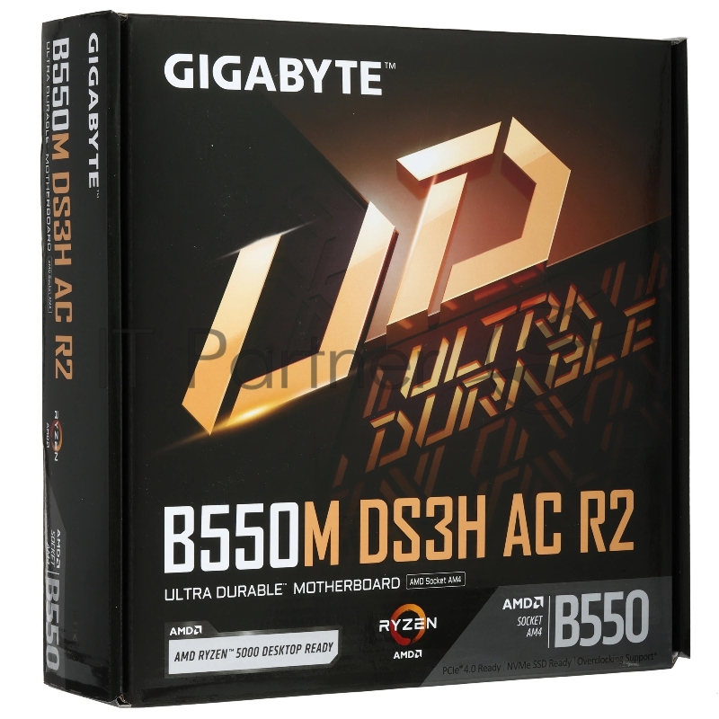 Материнская плата Gigabyte B550M DS3H AC R2 Soc-AM4 AMD B550 4xDDR4 mATX AC`97 8ch(7.1) GbLAN RAID+HDMI+DP