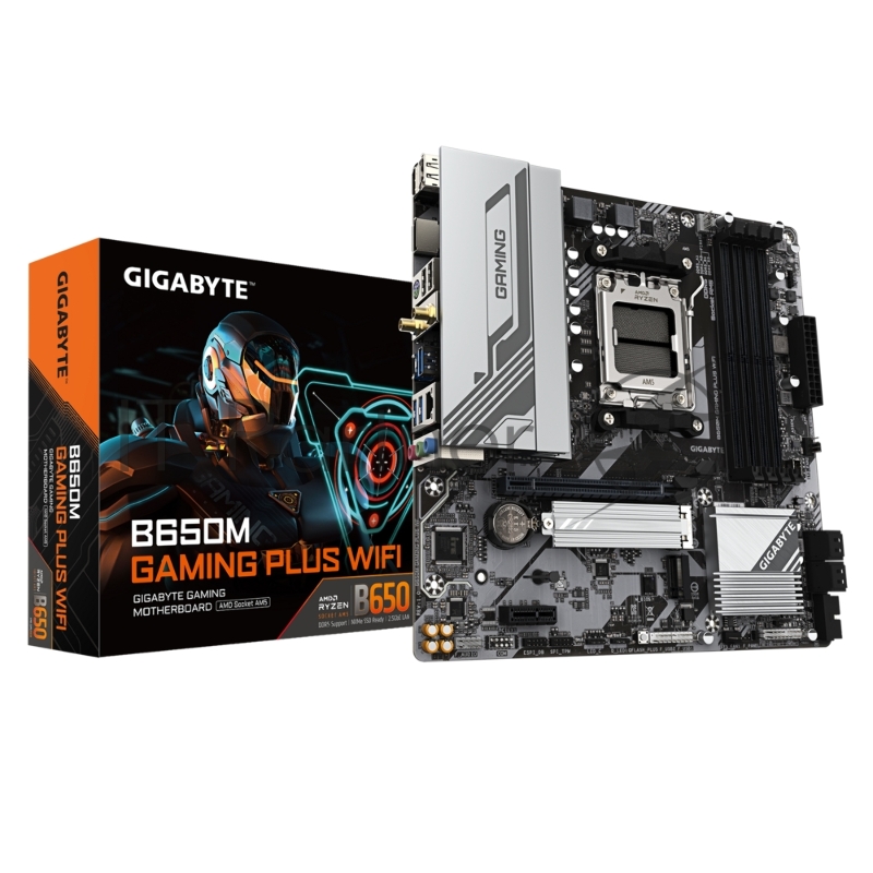 Материнская плата Gigabyte B650M GAMING PLUS WF SocketAM5 AMD B650 4xDDR5 mATX AC`97 8ch(7.1) 2.5Gg RAID+HDMI+DP