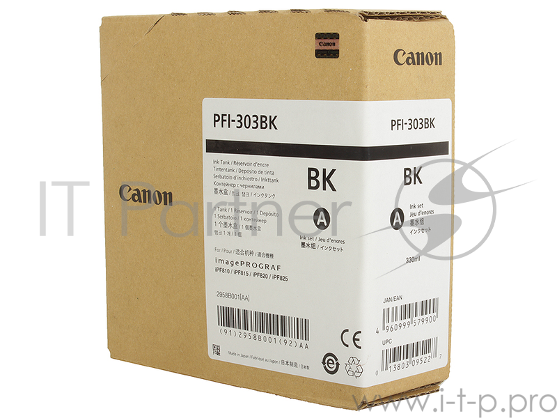 Картридж Canon PFI-303 BK для плоттера iPF815/825. Чёрный. 330 мл.