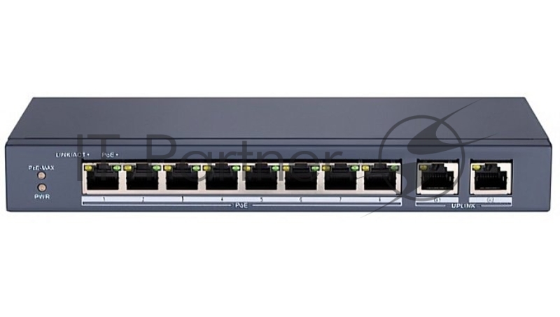 Сетевой неуправляемый коммутатор 8 RJ45 1000M PoE портов 1 Uplink порт 1000М Ethernet 1 SFP порт 1000М Ethernet IEEE802.3af IEEE802.3at бюджет PoE 58Вт поддержка режима передачи до 100м20 Gbps защита от перенапряжений DC48В 1.5A 65Вт-10 C...+55C.