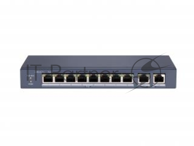 Сетевой неуправляемый коммутатор DS-S1008P - 8 RJ45 100M PoE, 2 порта с высоким приоритетом 2 Uplink порта Gigabit