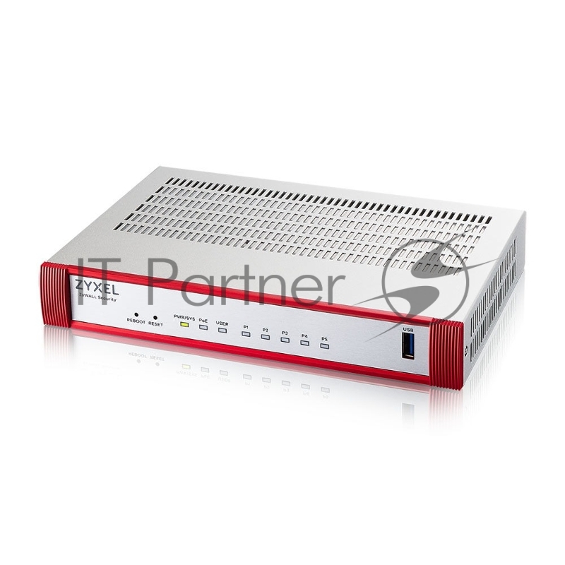 Межсетевой экран/ Межсетевой экран Zyxel USG FLEX 50HP с подпиской Gold на 1 год (AV, CF, IDP/DPI, Sandboxing, SecuReporter), 1xRJ-45: 1G PoE+ (LAN/WAN), 4xRJ-45: 1G (LAN/WAN), 1xUSB3.0 **