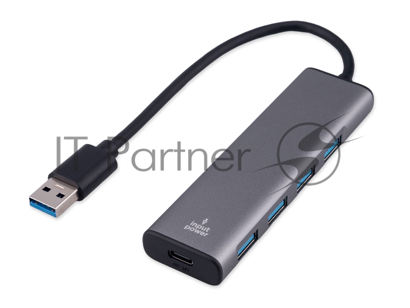Разветвитель USB3.1 Gembird UHB-U3P7-01, 7хUSB, с доп.питанием (порт Type-C), кабель USB 19см, алюминий, коробка