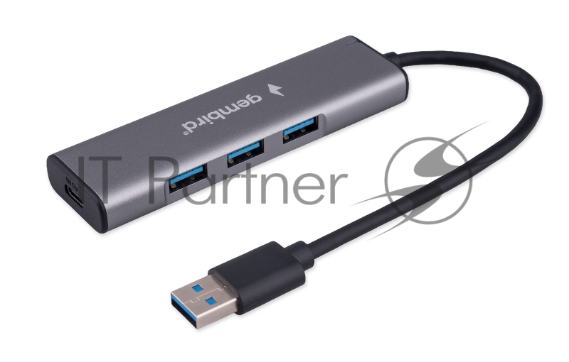 Разветвитель USB3.1 Gembird UHB-U3P7-01, 7хUSB, с доп.питанием (порт Type-C), кабель USB 19см, алюминий, коробка