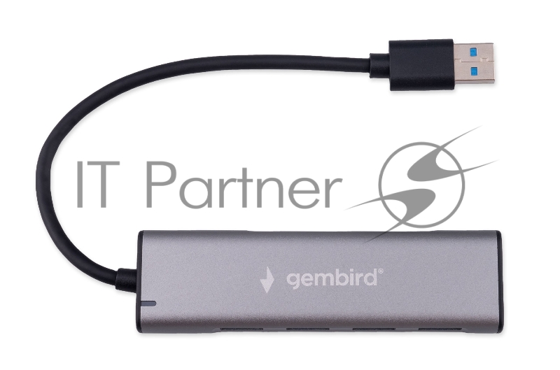 Разветвитель USB3.1 Gembird UHB-U3P7-01, 7хUSB, с доп.питанием (порт Type-C), кабель USB 19см, алюминий, коробка