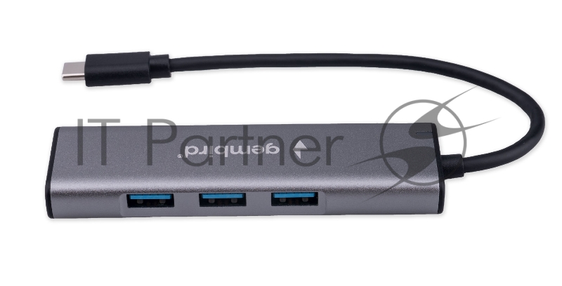 Разветвитель USB3.1 Gembird UHB-U3P7-02, 7хUSB, с доп.питанием (порт Type-C), OTG, кабель Type-C 19см, алюминий, коробка