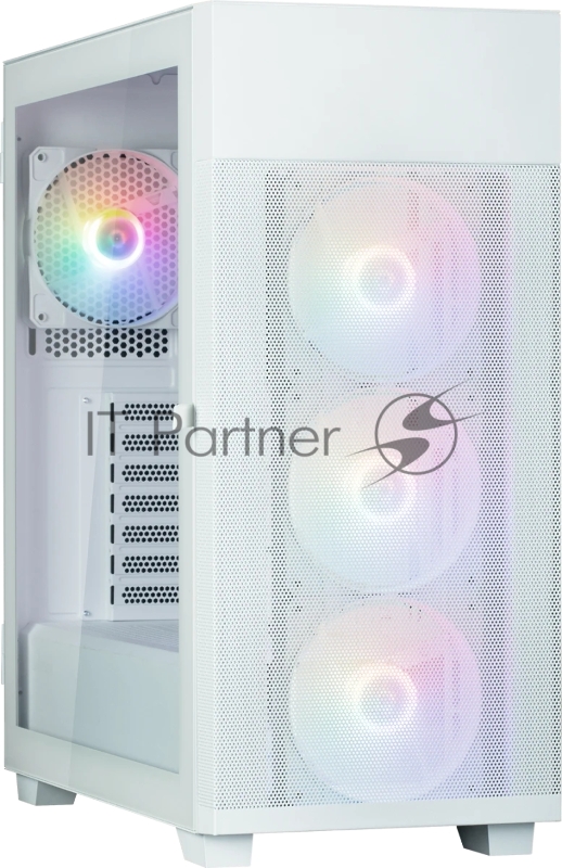 Корпус ZALMAN S5 NEO, ATX, WHITE, WINDOW, 2xCOMBO (3.5 or 2.5), 4x2.5, 1xUSB2.0, 1xUSB3.1, FRONT 3x120mm FRGB, REAR 1x120mm FRGB