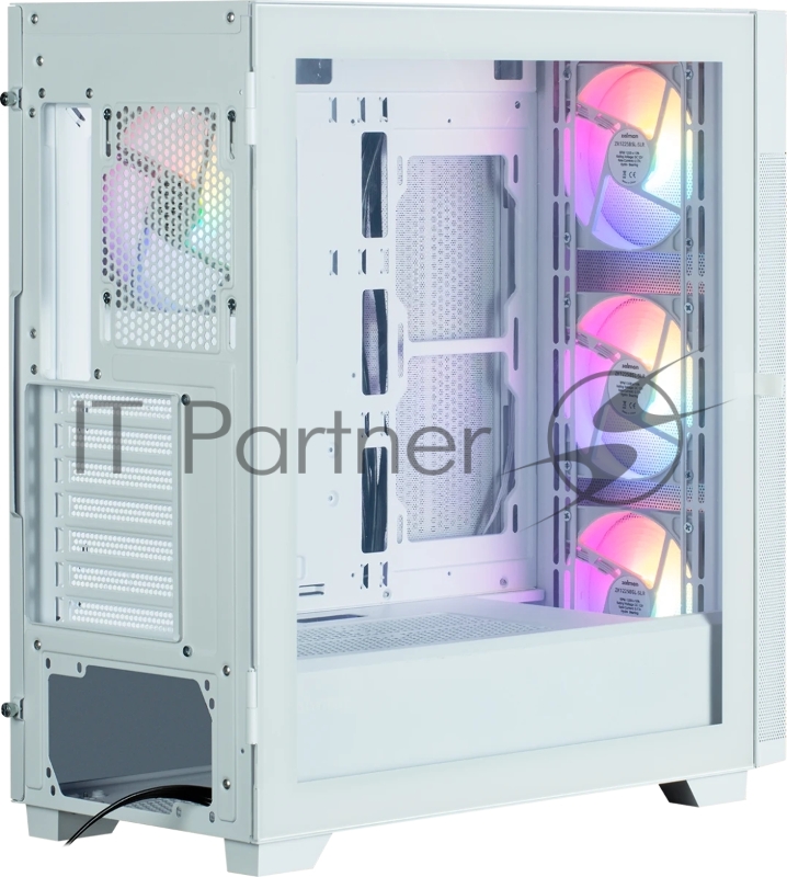 Корпус ZALMAN S5 NEO, ATX, WHITE, WINDOW, 2xCOMBO (3.5 or 2.5), 4x2.5, 1xUSB2.0, 1xUSB3.1, FRONT 3x120mm FRGB, REAR 1x120mm FRGB