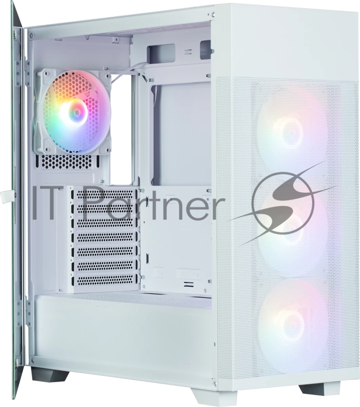 Корпус ZALMAN S5 NEO, ATX, WHITE, WINDOW, 2xCOMBO (3.5 or 2.5), 4x2.5, 1xUSB2.0, 1xUSB3.1, FRONT 3x120mm FRGB, REAR 1x120mm FRGB