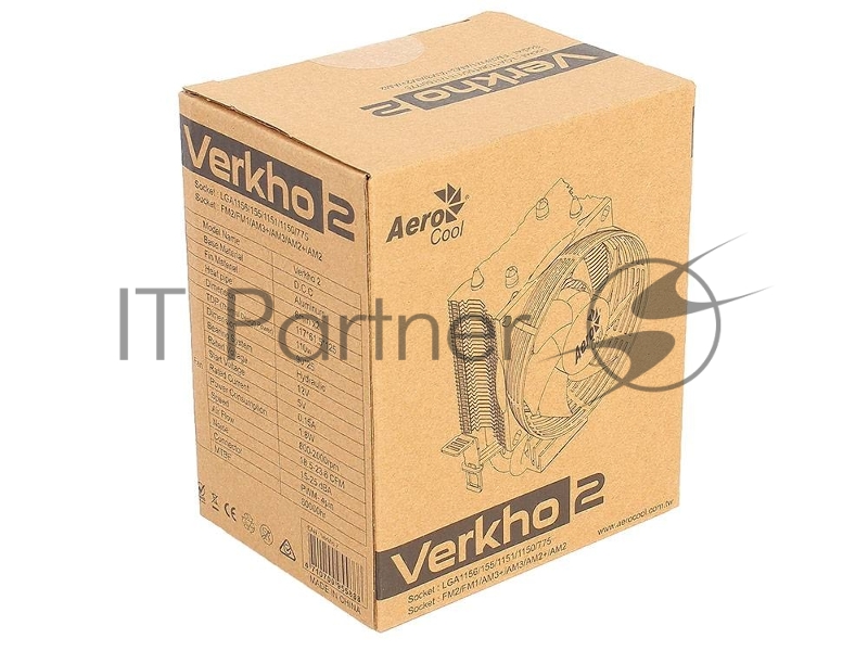 Кулер для процессора AeroCool / Formula Verkho 2 серебристый, 90 мм, алюминий/медь, 2000 об/мин, 25 дБ, 4 pin, 110 Вт, 125 мм