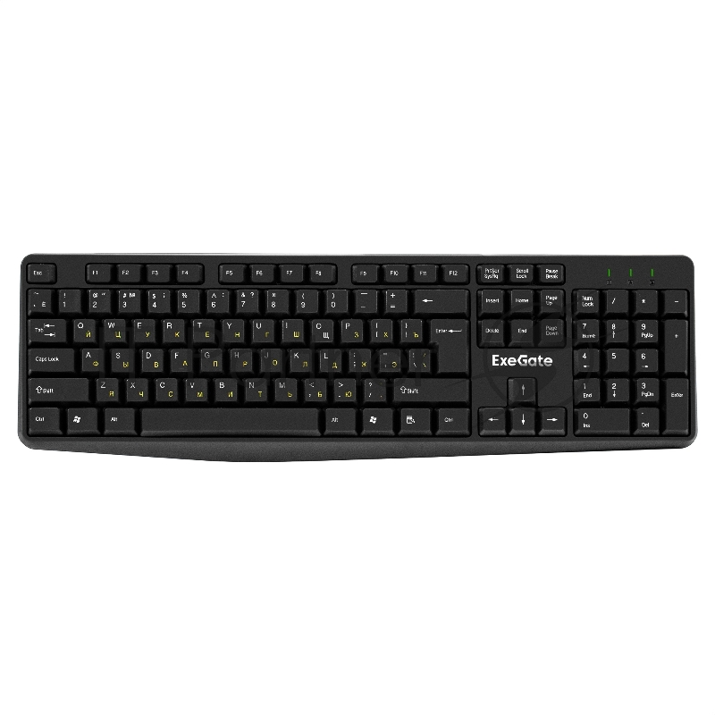 Клавиатура ExeGate EX298364RUS Smart K120 (USB, полноразмерная, влагозащищенная, 104кл., Enter большой, длина кабеля 1,6м, черная, RTL)
