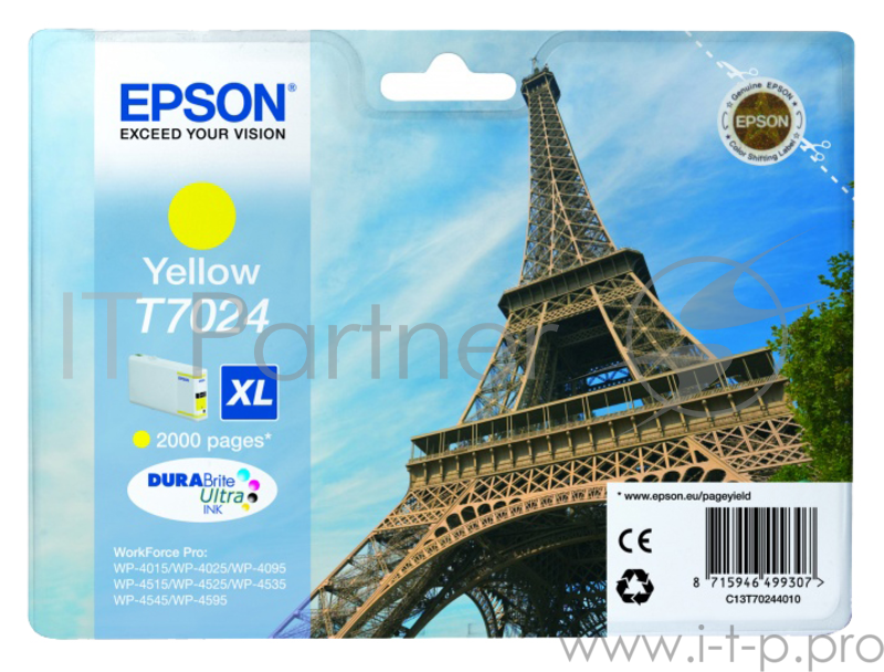Epson WP 4000/4500 Series Ink XL Cartridge Yellow 2k