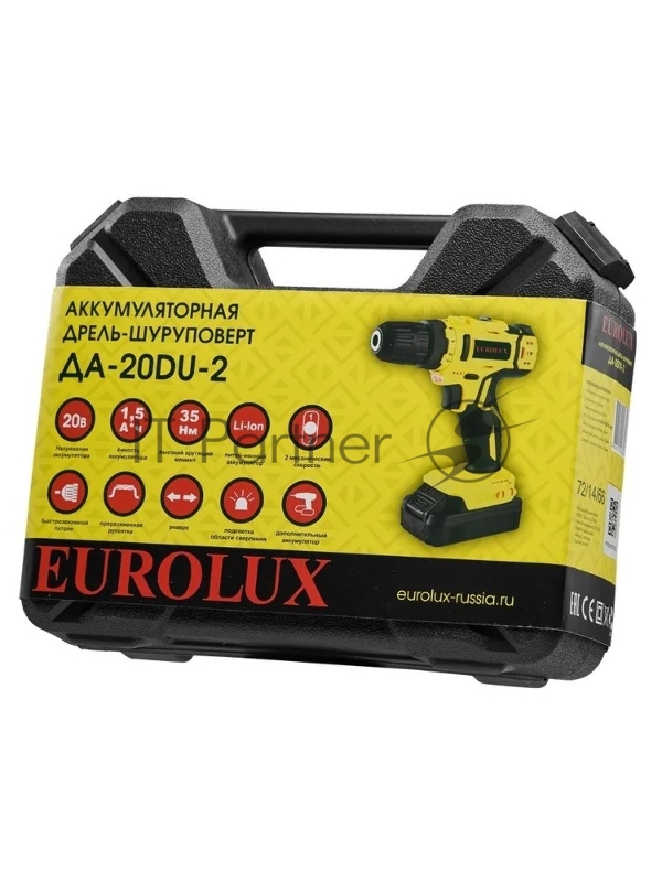 Дрель-шуруповерт аккумуляторная Eurolux ДА-20DU-2