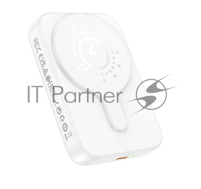 Внешний аккумулятор Powerbank HOCO J117A с быстрой беспроводной зарядкой (магнитный), белый