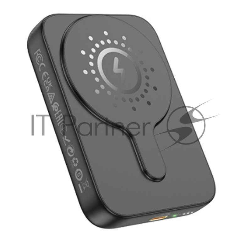 Внешний аккумулятор Powerbank HOCO J117A с быстрой беспроводной зарядкой (магнитный), черный