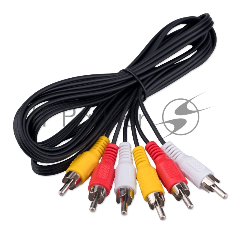 Кабель аудио/видео Cablexpert CCV-539-1.8M-N, 3xRCA/3xRCA, 1.8м, черный, пакет