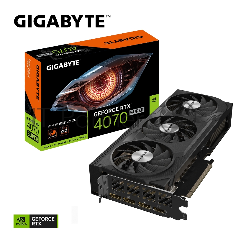 Видеокарта Gigabyte GV-N407SWF3OC-12GD NVIDIA GeForce RTX 4070 Super 12Gb 192bit GDDR6X 2475/21000 HDMIx1 DPx3 HDCP Ret