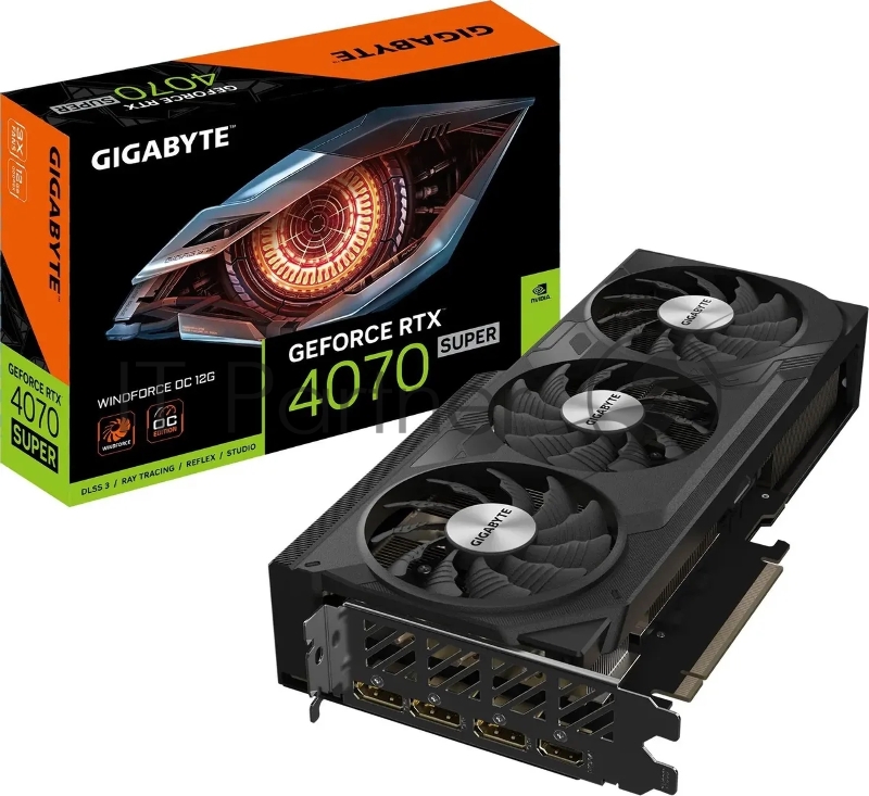 Видеокарта Gigabyte GV-N407SWF3OC-12GD PCIE16 RTX4070 SUPER 12GB GDDR6X 192bit 3xDP HDMI 3FAN