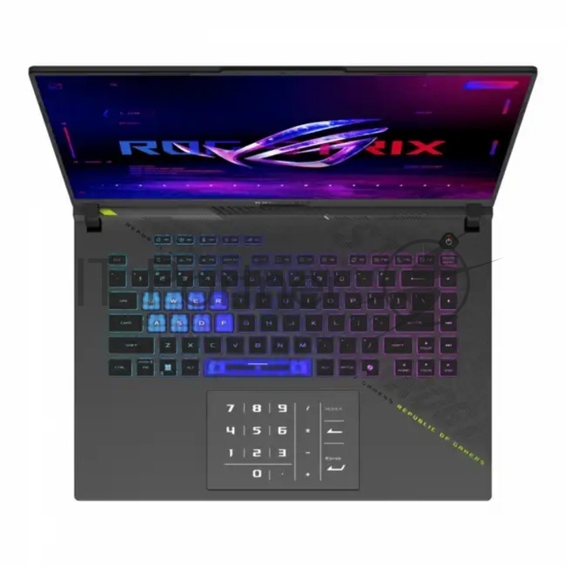 Ноутбук/ ASUS ROG Strix G16 G614FR-S5056 16(2560x1600 (матовый, 240Hz) IPS)/AMD Ryzen 9 9955HX(2.5Ghz)/16384Mb/1024PCI GeForce RTX 5070 Ti(12288Mb)/Cam/BT/WiFi/90WHr/ 1y/2.5kg/Volt Green/DOS + NumberPad