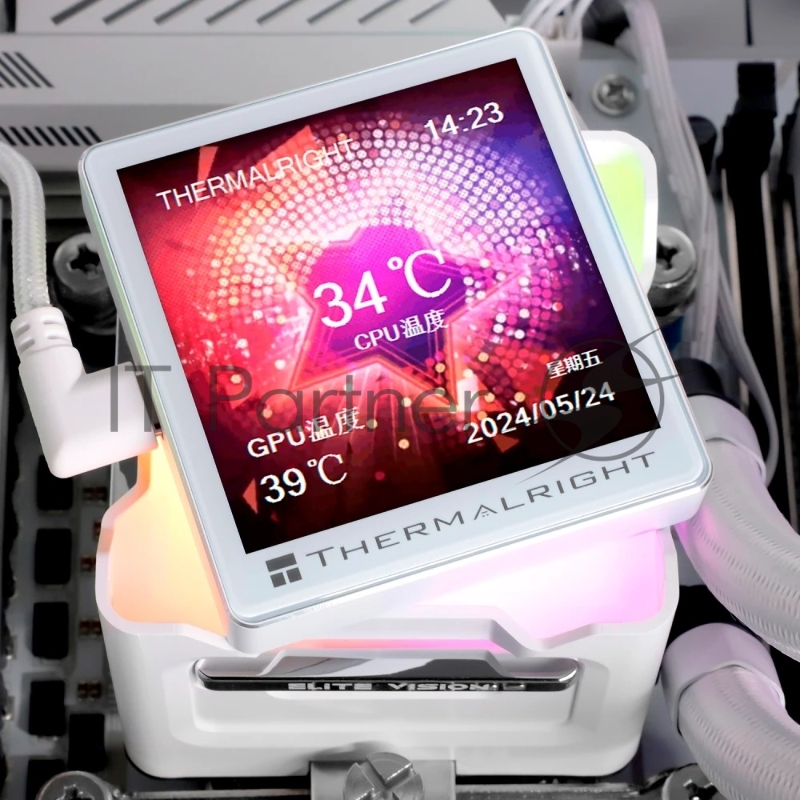 Система водяного охлаждения Thermalright Elite Vision 360 ARGB Soc-AM5/AM4/1200/1700/1851 белый 4-pin 27.7dB Al LCD Ret (E-VISION-360-WH-ARGB)
