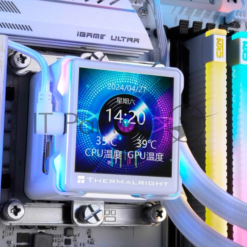 Система водяного охлаждения Thermalright Elite Vision 360 ARGB Soc-AM5/AM4/1200/1700/1851 белый 4-pin 27.7dB Al LCD Ret (E-VISION-360-WH-ARGB)