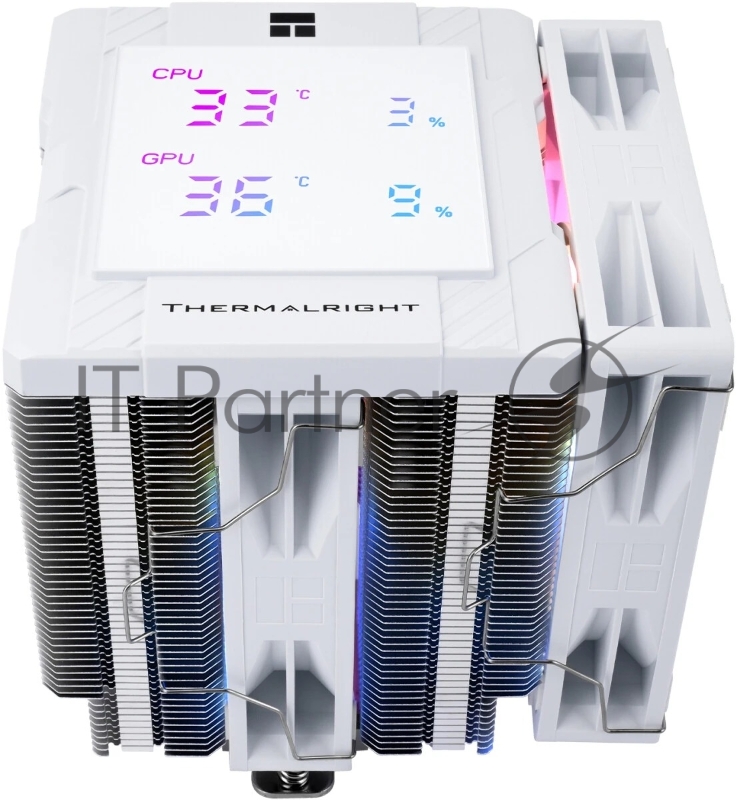 Устройство охлаждения(кулер) Thermalright Peerless Assassin 120 Digital ARGB Soc-AM5/AM4/1200/1700/1851 белый 4-pin 25.6dB Al+Cu LCD Ret (PA120-DIGITAL-WH-ARGB)