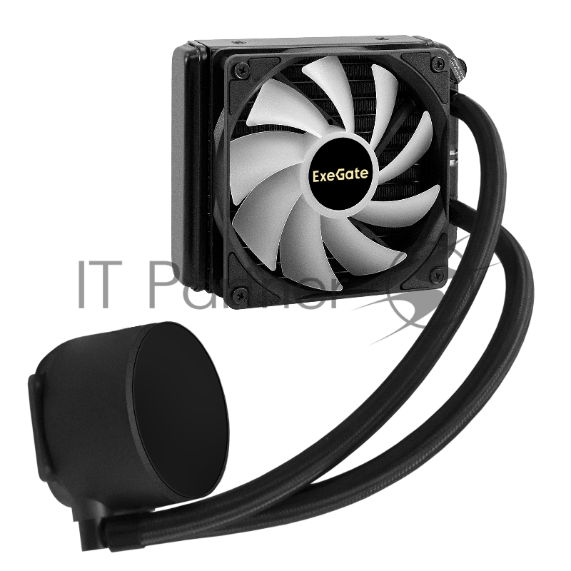 Комплект водяного охлаждения ExeGate BlackWater-120V3.PWM.ARGB (3 PIN 5V ADDRESSABLE RGB подсветка, LGA2066/2011/1366/1150/1151/11 TDP 150W, Fan 120mm 4pin PWM 600-1800RPM Hydro bearing, п