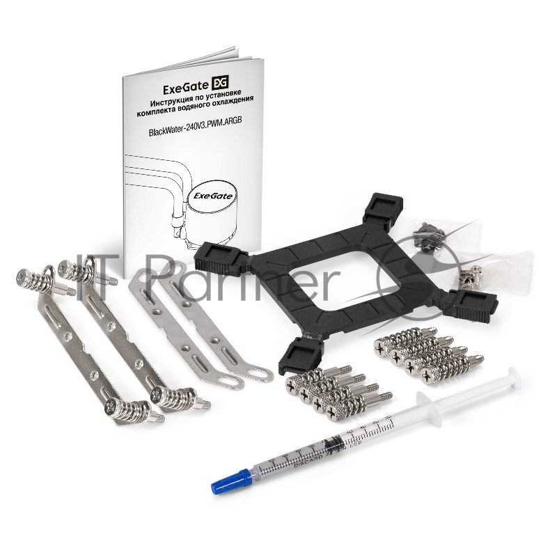 Комплект водяного охлаждения ExeGate BlackWater-120V3.PWM.ARGB (3 PIN 5V ADDRESSABLE RGB подсветка, LGA2066/2011/1366/1150/1151/11 TDP 150W, Fan 120mm 4pin PWM 600-1800RPM Hydro bearing, п