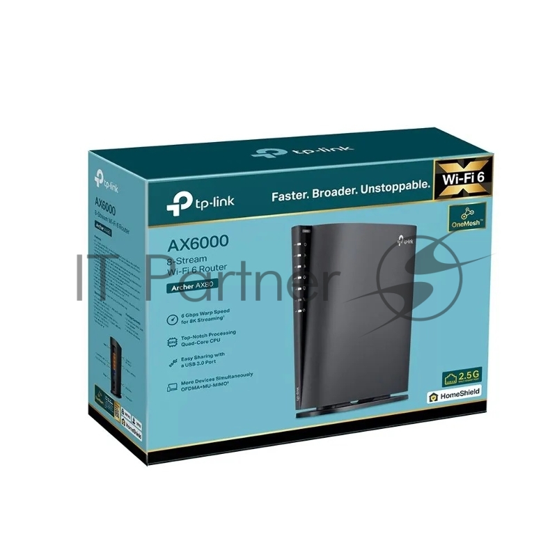 Двухдиапазонный роутер Wi-Fi 6 TP-Link Archer AX80 AX6000 с портом 2,5 Гбит/с