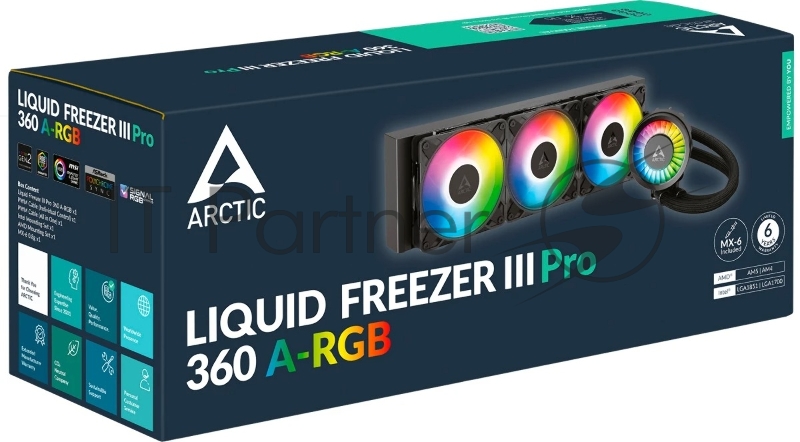 Жидкостная система охлаждения Arctic Cooling Liquid Freezer III Pro 360 ARGB Multi Compatible ACFRE00184A черный 120мм алюминий+медь 3000rpm 4-pin