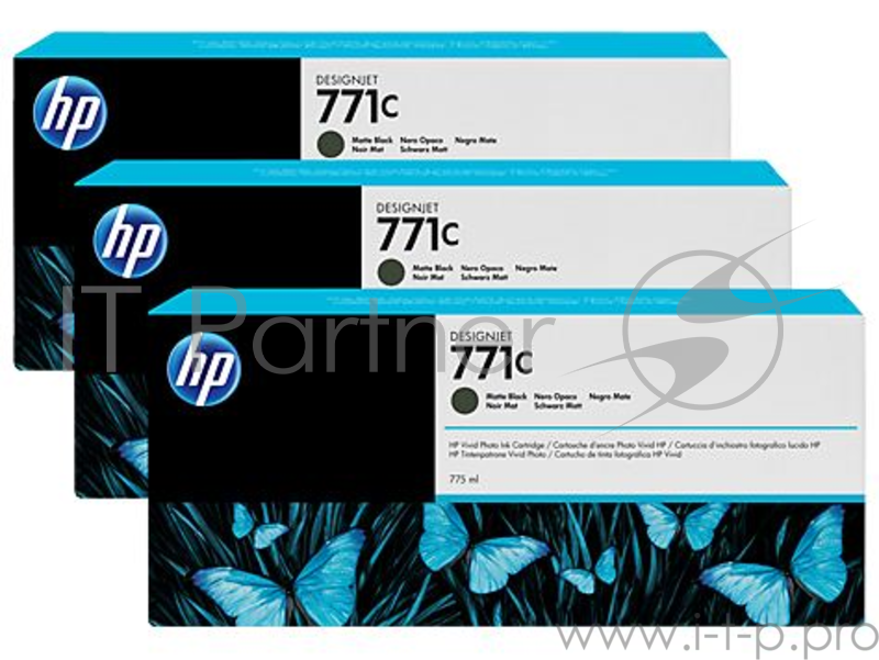 Cartridge HP 771C черный матовый для HP Designjet Z6200 775 мл, 3 шт. в упаковке