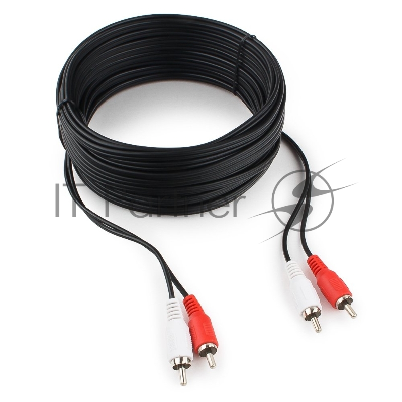 Кабель аудио Cablexpert CCA-2R2R-10M-N, 2xRCA/2xRCA, 10м, черный, пакет